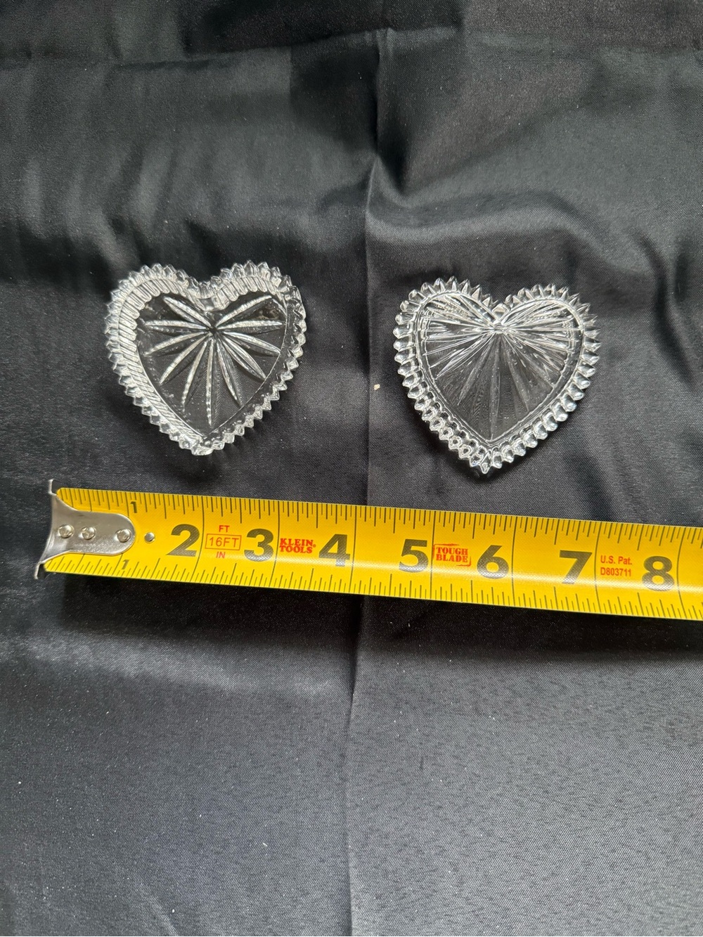 Unique Vintage Clear Heart Glass Trinket Dishes - Clear